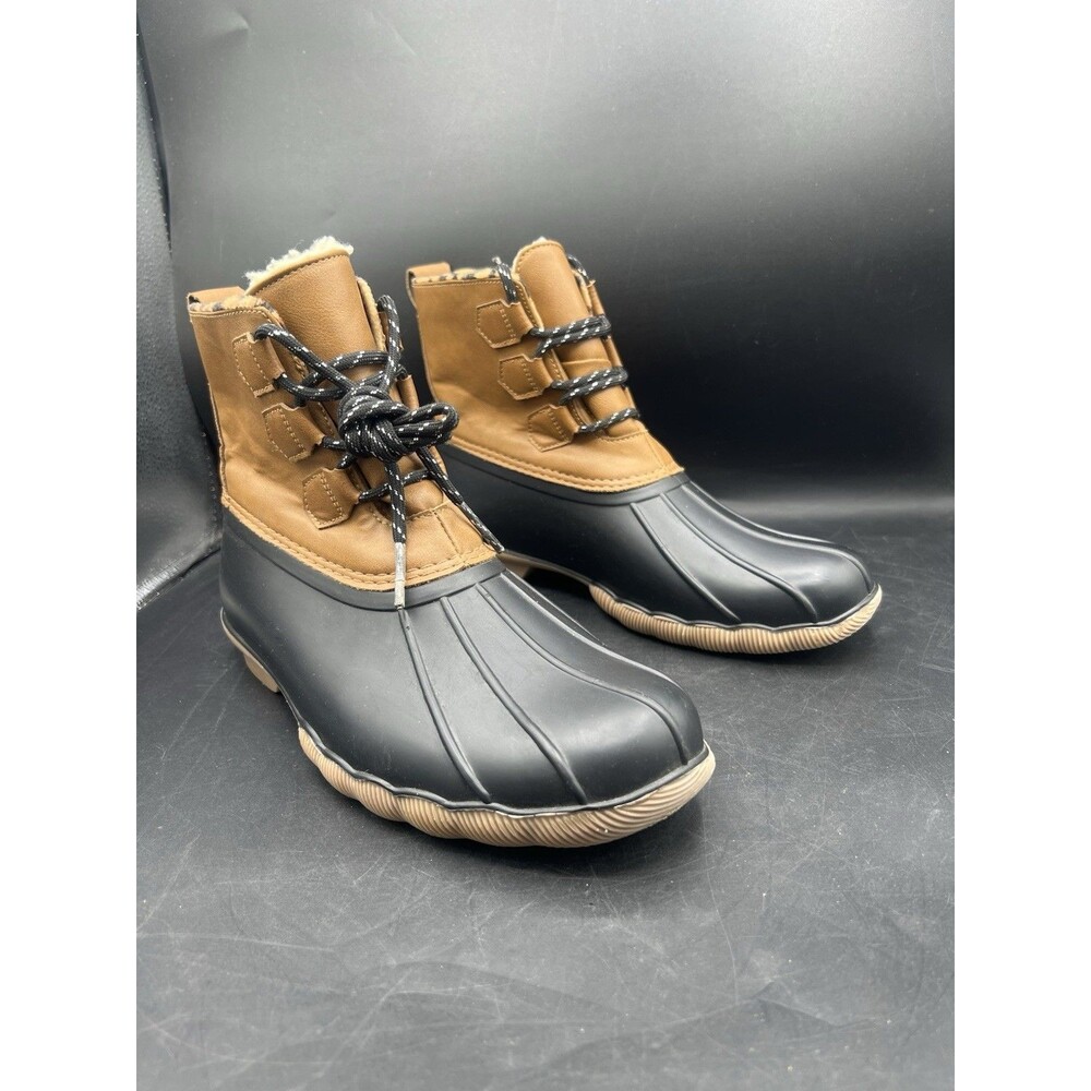 Alpine Woods Lorider Duck Boots Womens 9 Brown Black Faux Fur Rain Snow